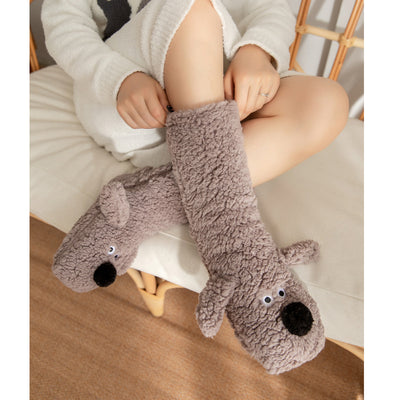 Cute Cartoon Dog Floor Socks Winter Warm Socks For Women