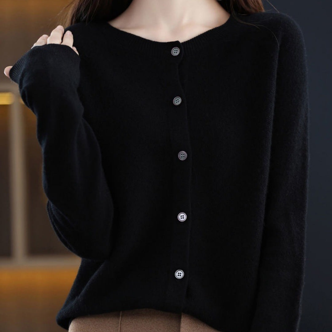 Fashion Merino Wool Cardigan Sweater Women O-Neck Long-sleeve Cashmere Knitwear Spring Autumn Female Clothing Tops