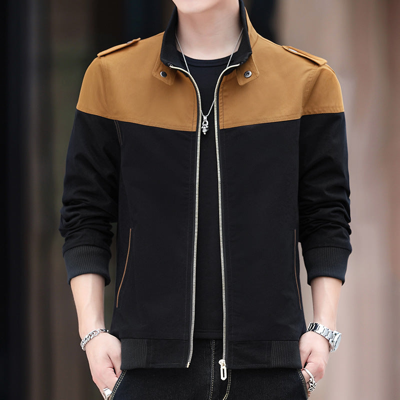 Men's Color Stitching Stand-collar Jacket