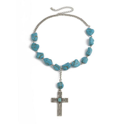 Cross Turquoise Alloy Simple Necklace