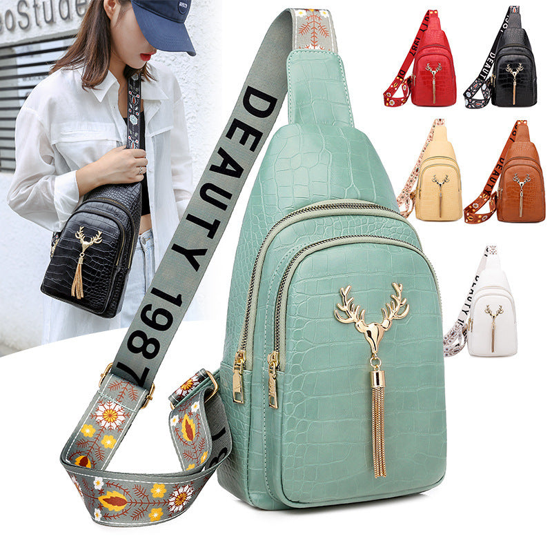 Deer Tassel Design Crossbody Bag Fashion Letter For Women