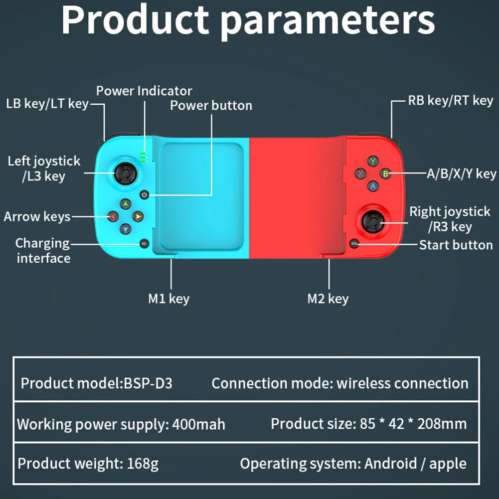 Wireless Bluetooth Game Controller for Android and iPhone