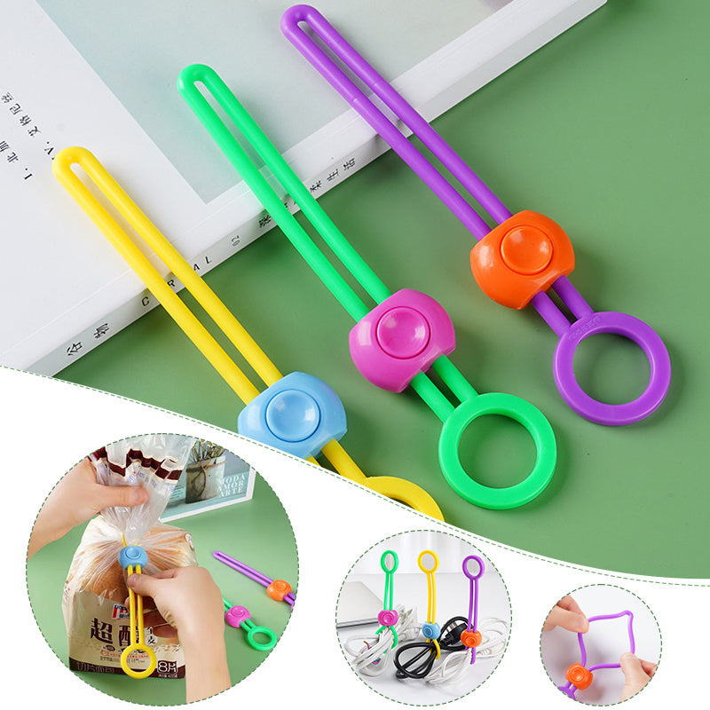 Silicone Food Bag Sealing Strap Freshness Sealing Clip Adjustable Clips Sealer Portable Data Cable Storage Kitchen Gadgets