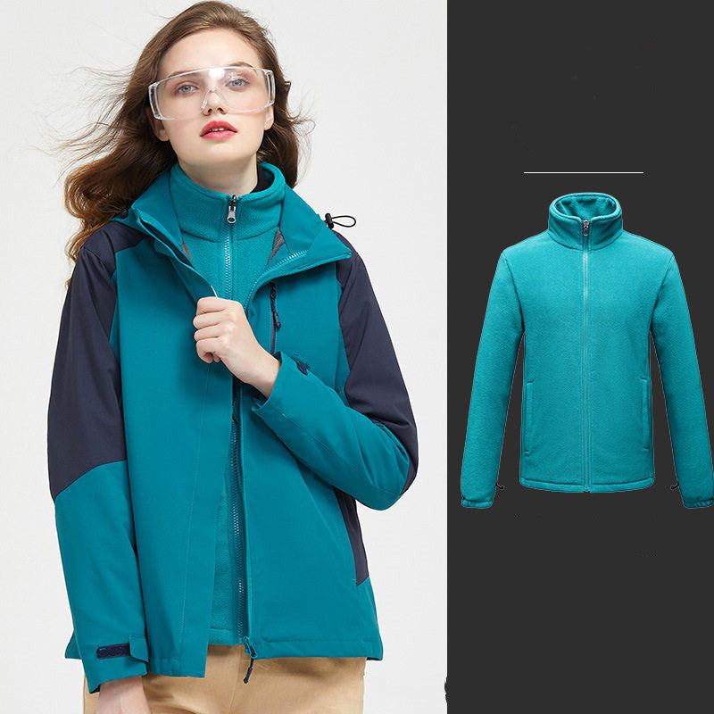 Outdoor Jacket Men and Women has Three-in-one Detachable Waterproof Jacket